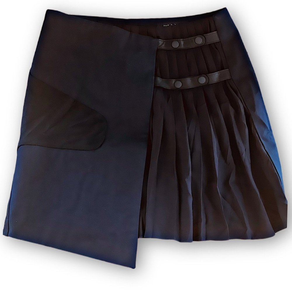 Rag and bone skirt. Cotton, silk pleat, leather fastening and wool detail.